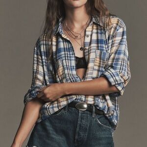 Anthropologie Pilcro Plaid Button Down Flannel Shirt - Size XXS - BNWT